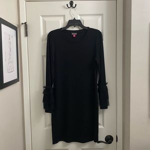 Vince Camuto Tulle Sleeve Sweater Dress Medium Black
